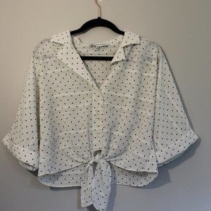 Cupcakes & Cashmere Polka Dot Tie-Front Button Up